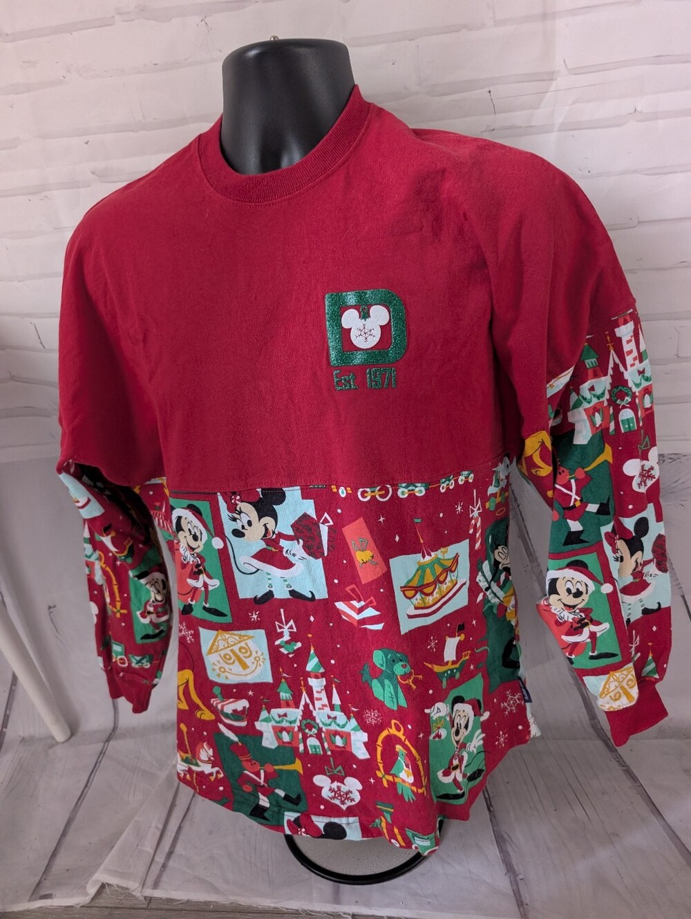 Disney Red Mickey Mouse Holiday Spirit Long Sleeve